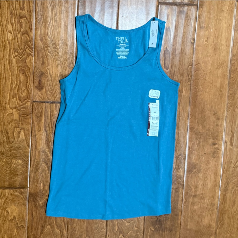 NWT Size Small Time and True Maternity Teal Tank Top